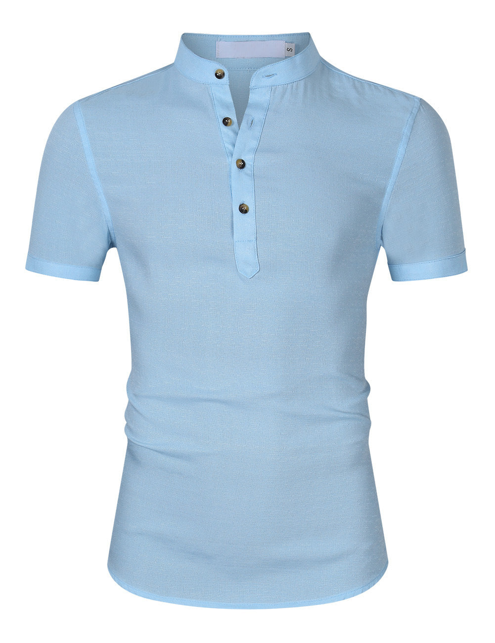 Herrer Kortærmet Henley-Shirt med moderne ståkrave og fin struktur Stilla