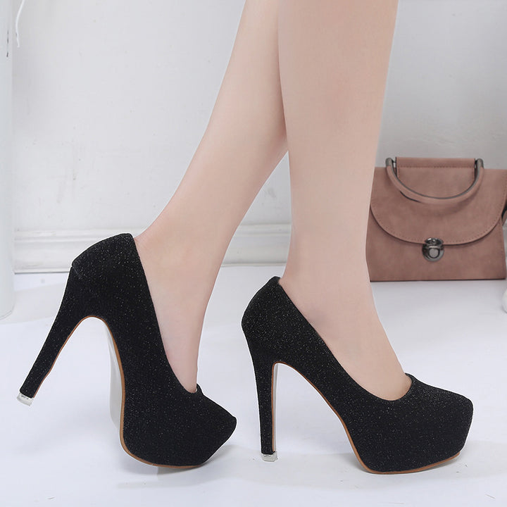 Dame Glitrende High-Heel Pumps med komfortabel plateau og eksklusivt design Stilla