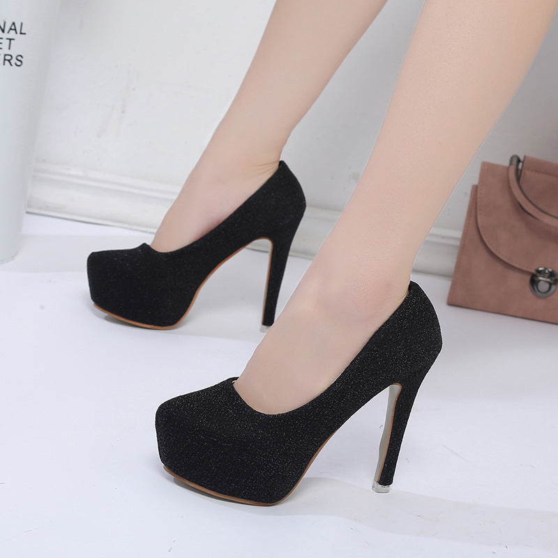 Dame Glitrende High-Heel Pumps med komfortabel plateau og eksklusivt design Stilla