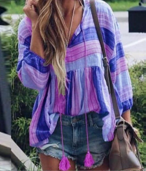 Stilla | Bluse med pompon-print. Moderne