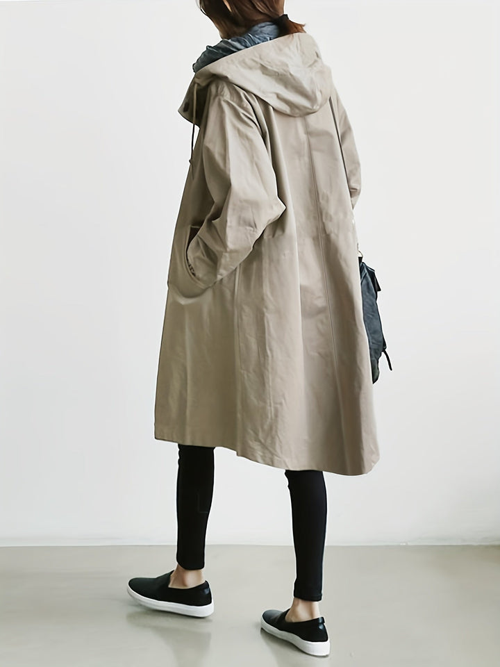 Stilla | Trenchcoat med lange ærmer, snoretræk og hætte