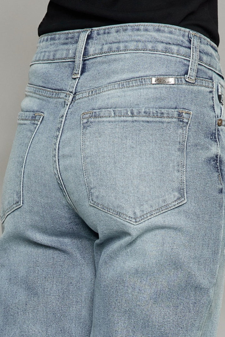 Stilla | Høj Talje Rå Kant Beskåret Bred Ben Jeans