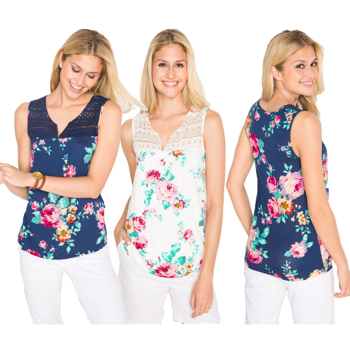 Kvinder Floral Print V-Udskæring Top Stilla