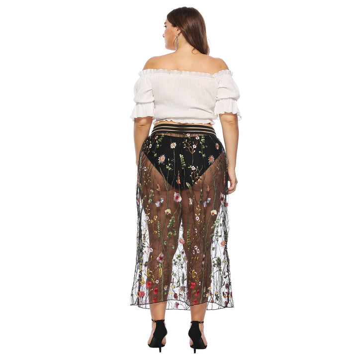 Dame Broderet Transparent Maxi Kjole Stilla