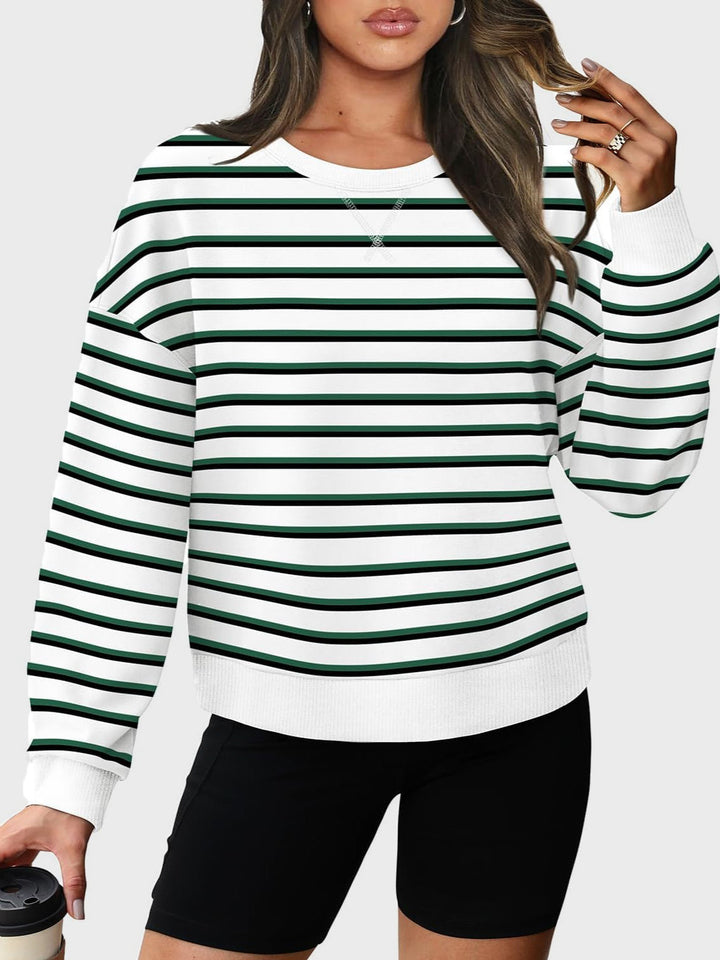 Stilla | Langærmet Stribet Sweatshirt Med Rund hals Lovelet
