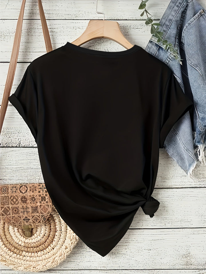 Stilla | Dame Let Sommer T-Shirt Hør Med Tryk, Let Og Behagelig Til Hverdag