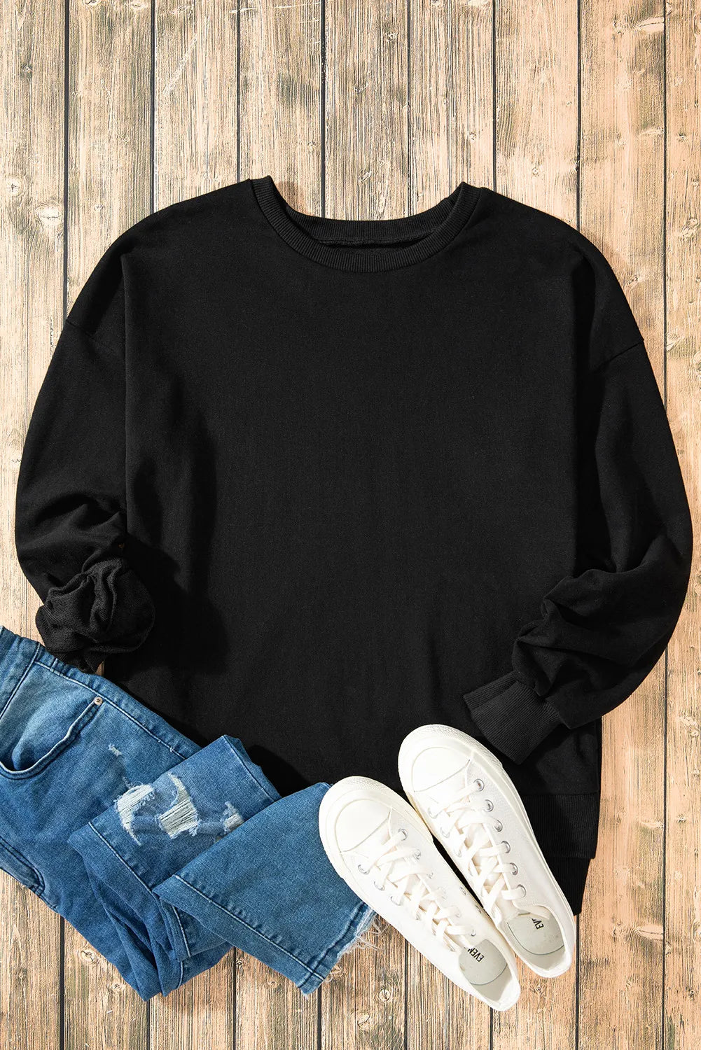 Stilla | Sweatshirt med lange ærmer og rund halsudskæring Oppe og Nede
