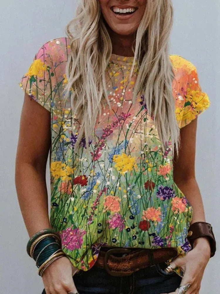 Stilla | Komfortabelt Blomster T-Shirt