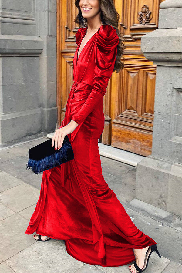 Stilla | Elegance Is Beauty Velvet Drape Maxi Kjole