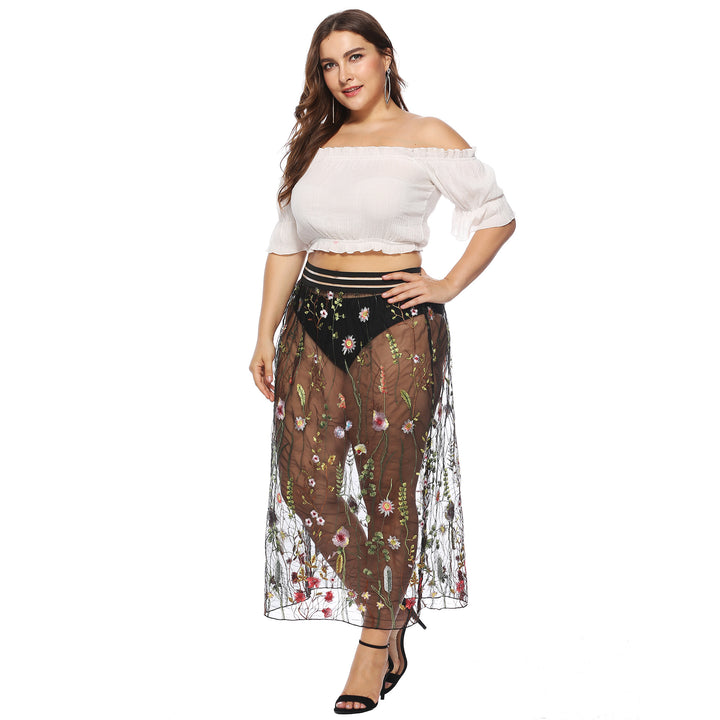 Dame Broderet Transparent Maxi Kjole Stilla