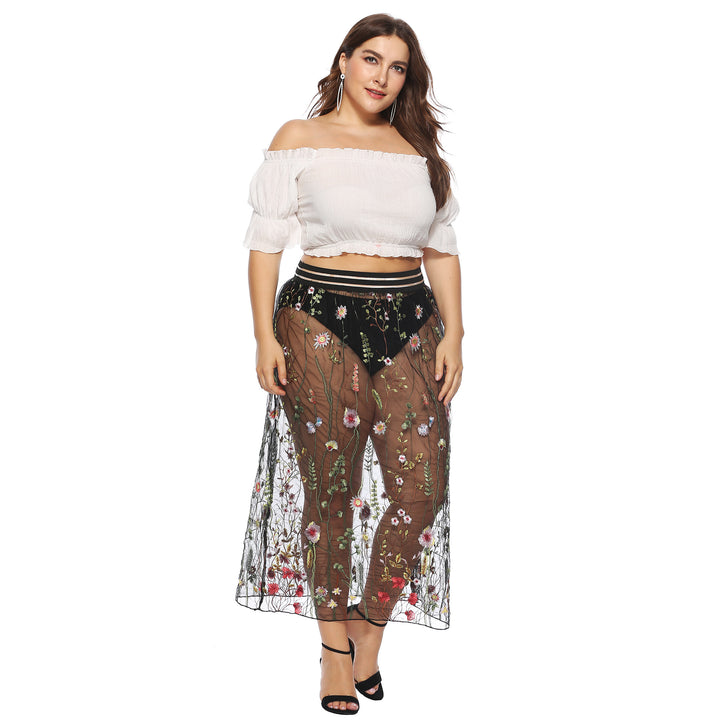 Dame Broderet Transparent Maxi Kjole Stilla