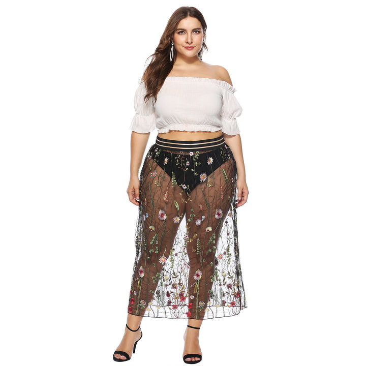 Dame Broderet Transparent Maxi Kjole Stilla