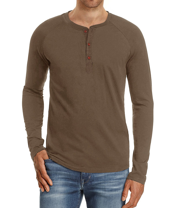 Herrer Langærmet Henley-skjorte med åndbart materiale og moderigtige knapper Stilla