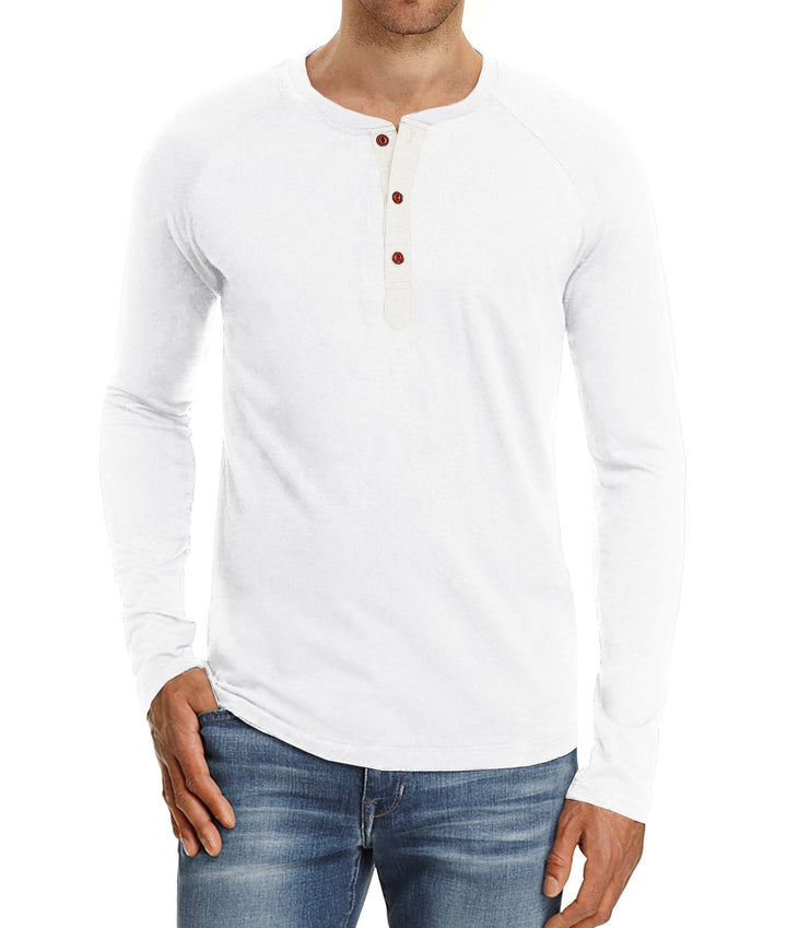 Herrer Langærmet Henley-skjorte med åndbart materiale og moderigtige knapper Stilla