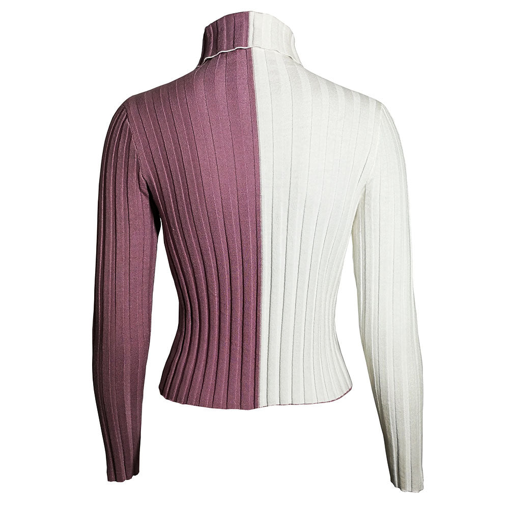 Dame rullekrave sweater med kontrasterende ribstrik detaljer Stilla