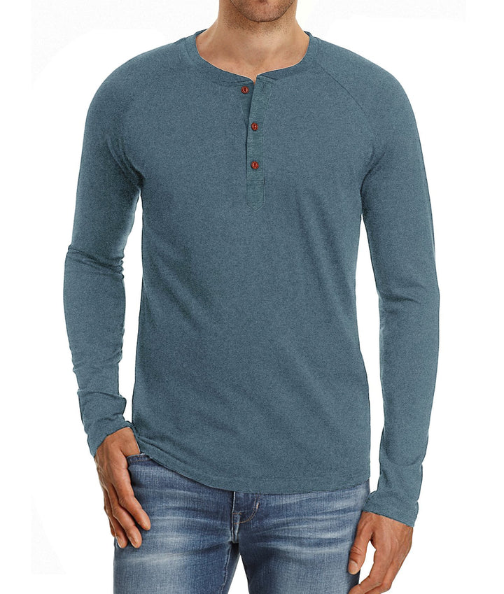 Herrer Langærmet Henley-skjorte med åndbart materiale og moderigtige knapper Stilla