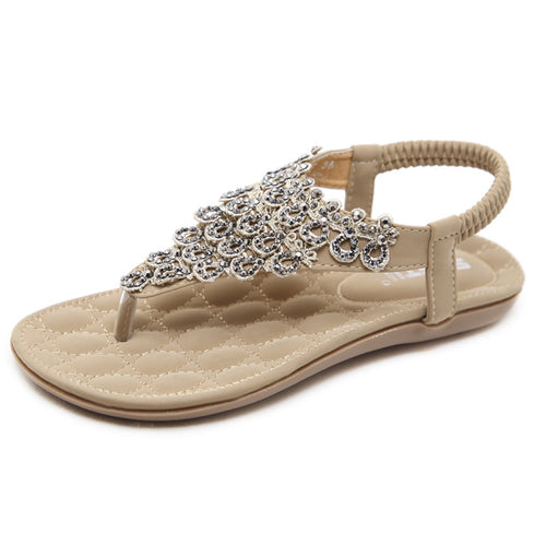 Dame Komfortable Tåsplit Sandaler med elegante Smykkedetaljer og skridsikker Såle Stilla