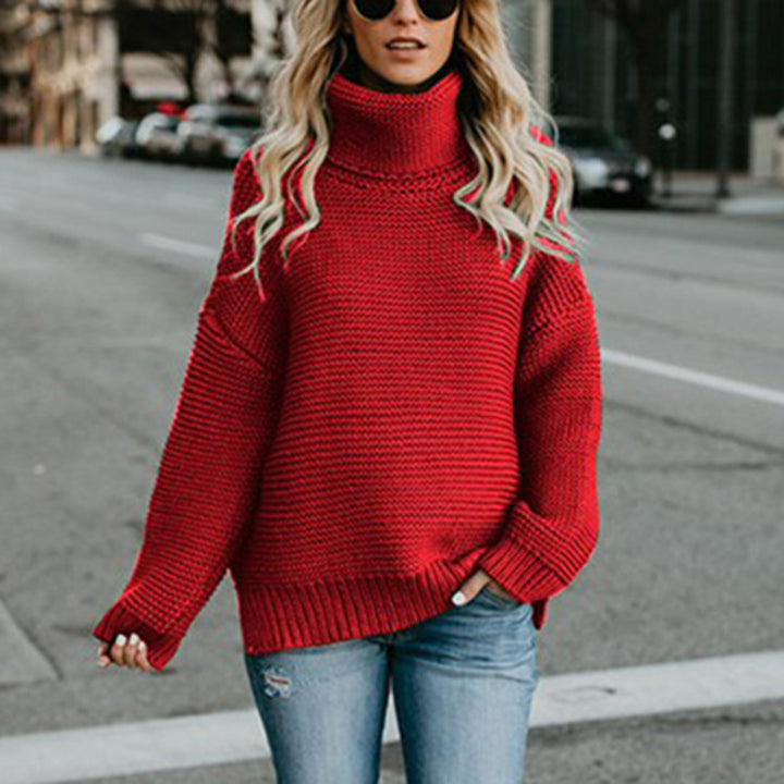 Kvinders hyggelige turtleneck sweater med tekstureret stik Stilla