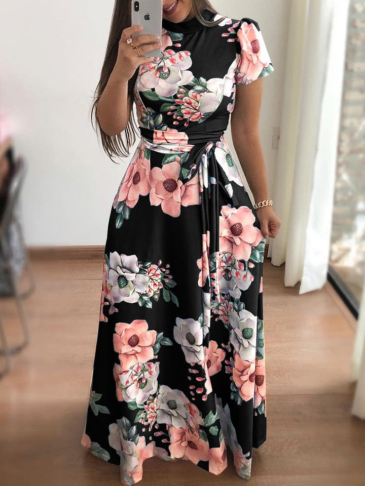 Stilla | Blomsterprint kjole med bred kant