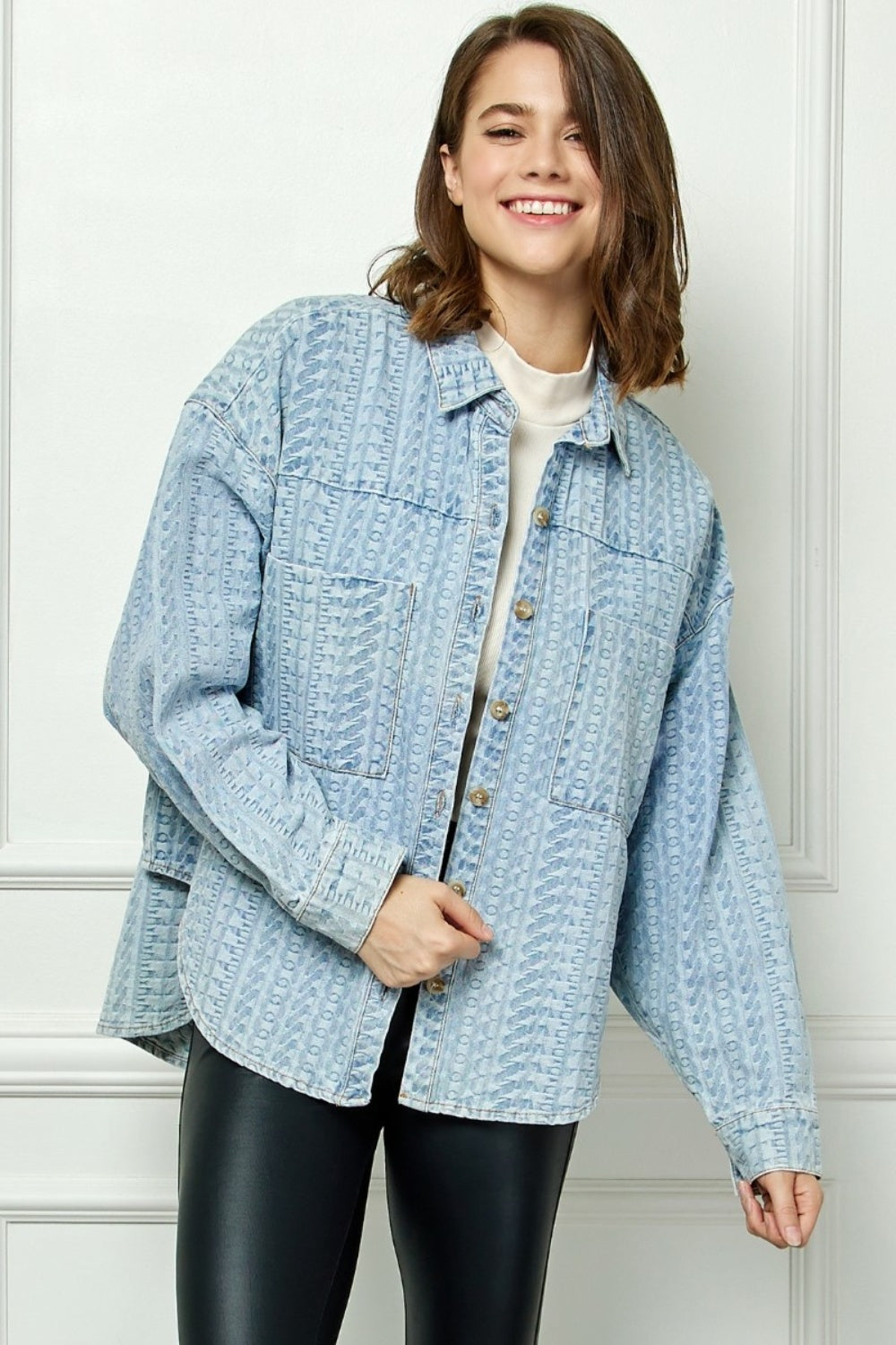 Stilla | Button Up Dropped Shoulder Denim Top