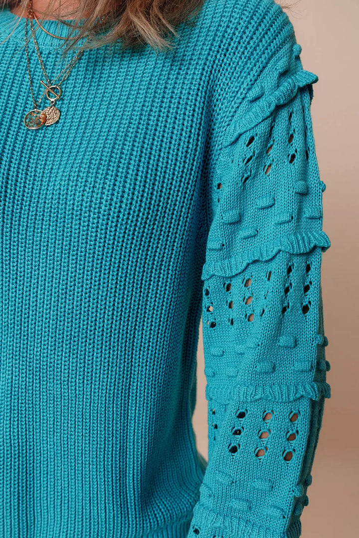 Stilla | Pullover med lange ærmer rund halsudskæring med flæse detaljer