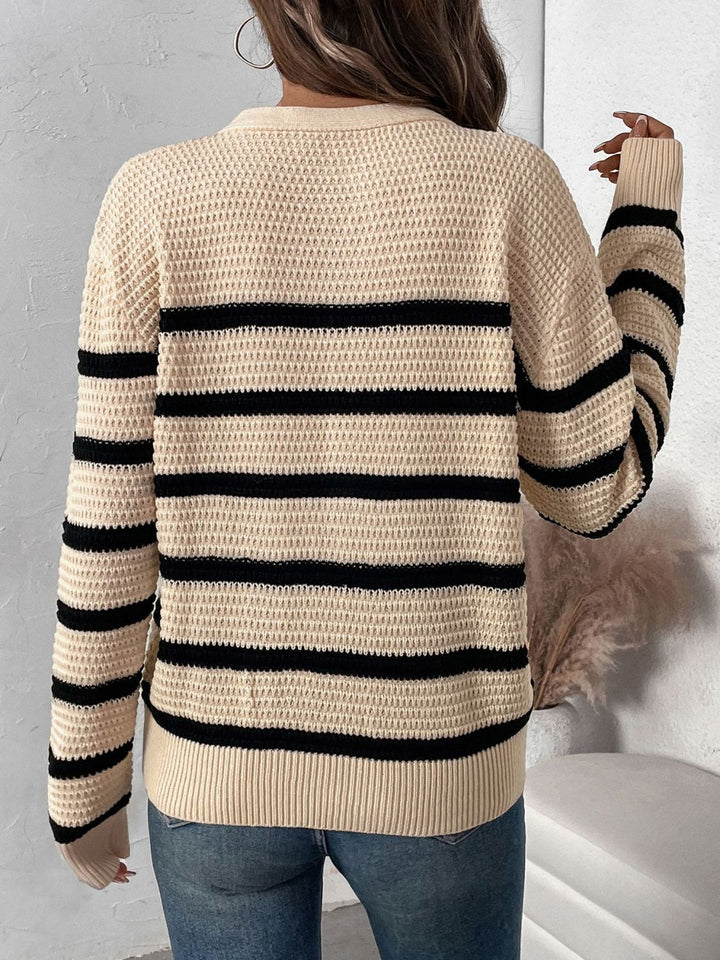 Stilla | Pull Perfee Stribet Med Lange Ærmer og Halve Knapper