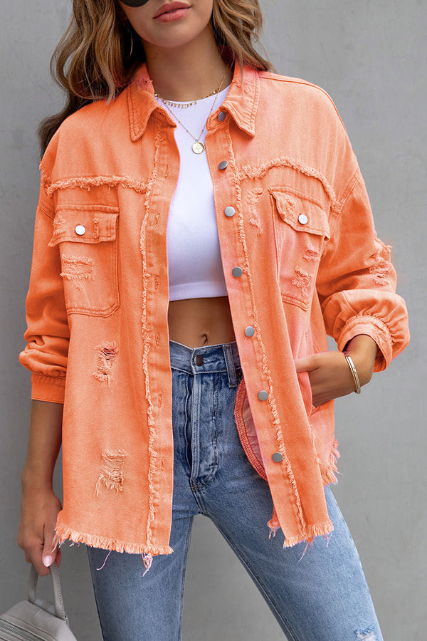 Stilla | Thinking Out Loud Lommer Frayed Denim Shacket