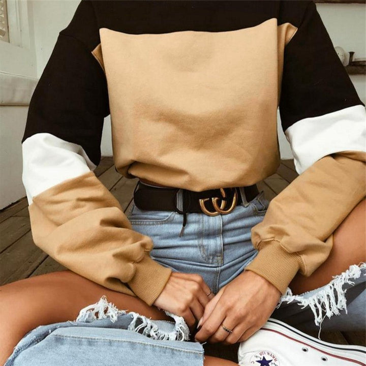 Dame sporty sweatshirt med moderne blokstriber Stilla