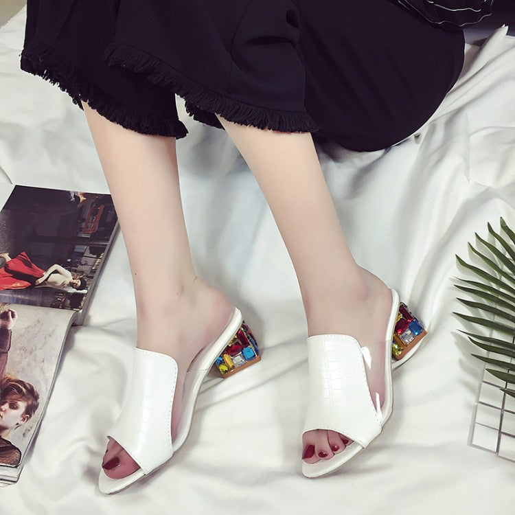 Dame elegante mules med dekorativt farveblok-design Stilla