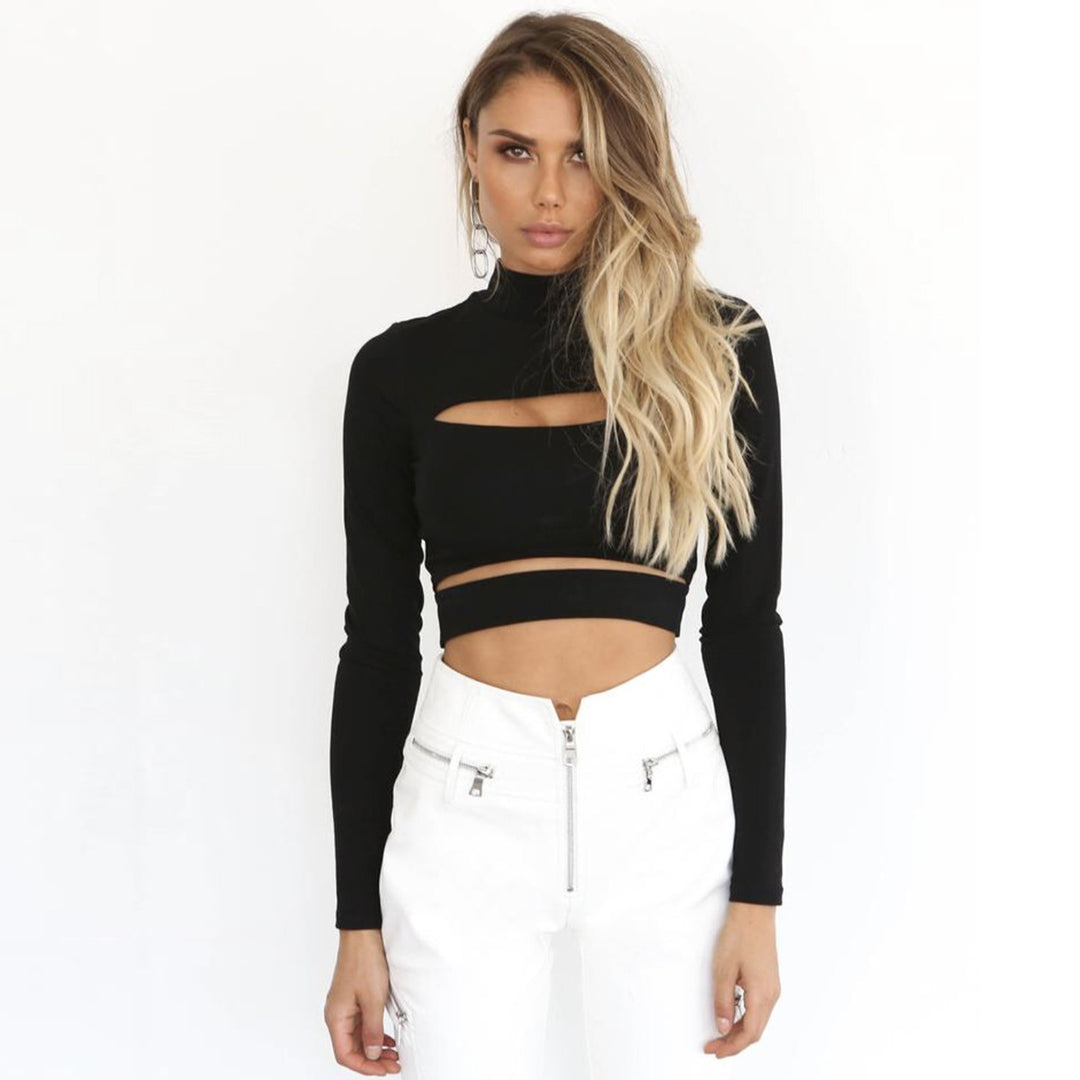 Dame Crop-Top med høj krave fra Stilla