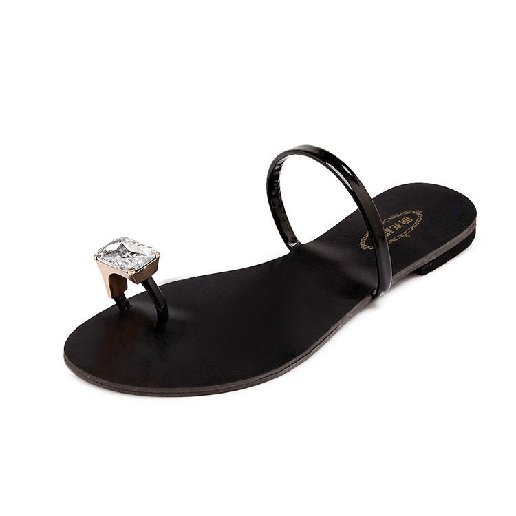 Damer fashionable Riemchen-sandaler med glitrende smykkesten og skridsikker sål Stilla