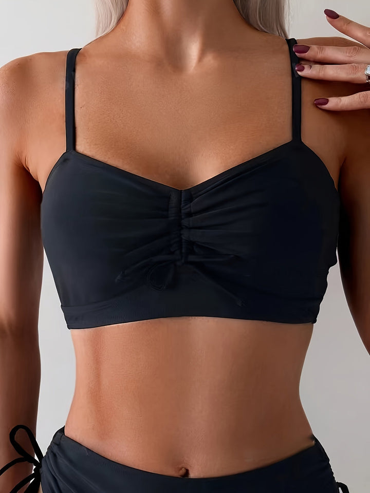 Stilla | Dame Bikini Sæt Med V-Hals Polyester Med Høj Elasticitet, Krydsbånd