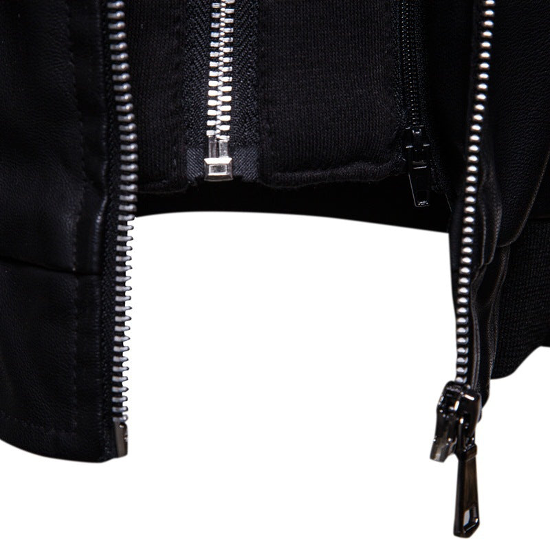 Herrer Stilfuld Kunstlæder Zip-Up Hoodie Stilla