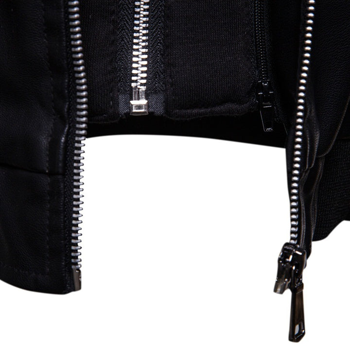 Herrer Stilfuld Kunstlæder Zip-Up Hoodie Stilla