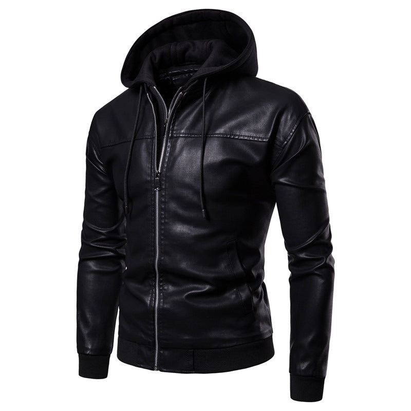 Herrer Stilfuld Kunstlæder Zip-Up Hoodie Stilla