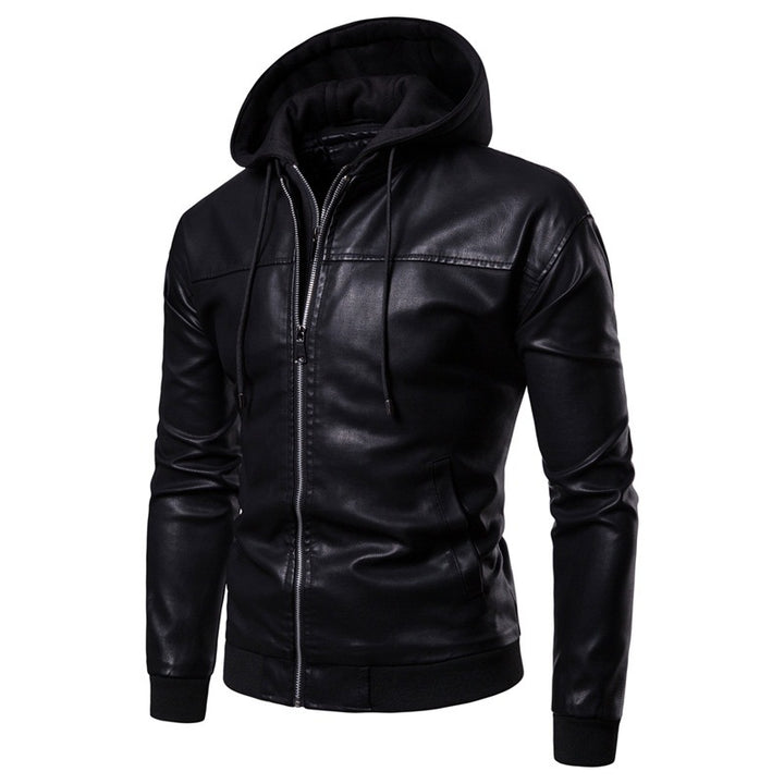Herrer Stilfuld Kunstlæder Zip-Up Hoodie Stilla