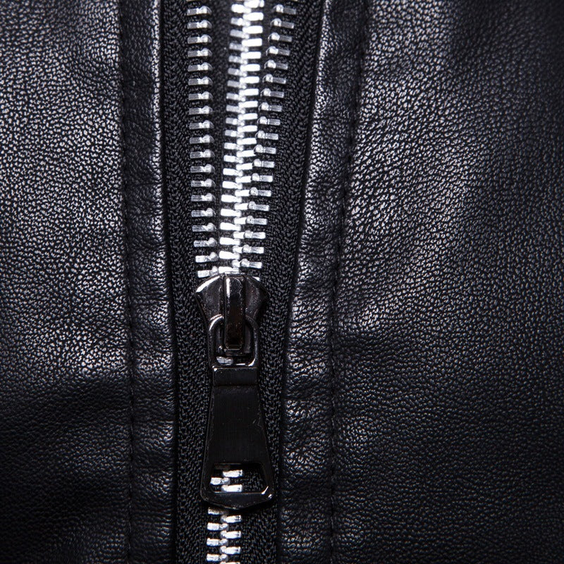Herrer Stilfuld Kunstlæder Zip-Up Hoodie Stilla