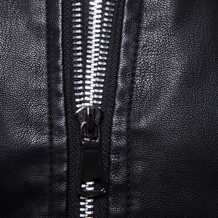 Herrer Stilfuld Kunstlæder Zip-Up Hoodie Stilla
