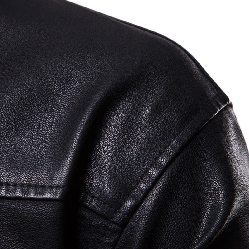 Herrer Stilfuld Kunstlæder Zip-Up Hoodie Stilla