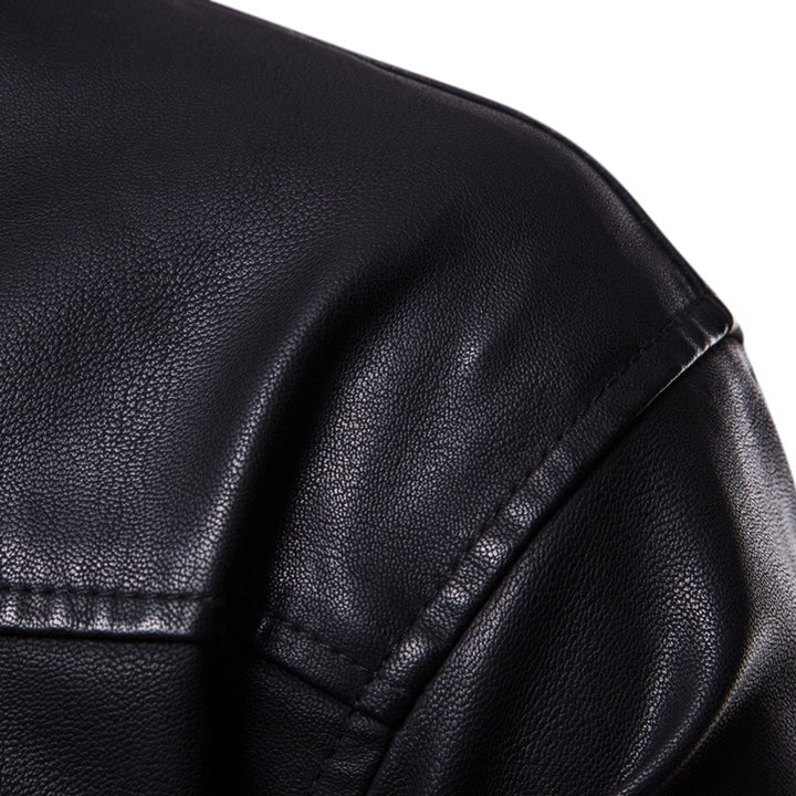 Herrer Stilfuld Kunstlæder Zip-Up Hoodie Stilla