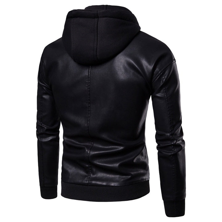 Herrer Stilfuld Kunstlæder Zip-Up Hoodie Stilla