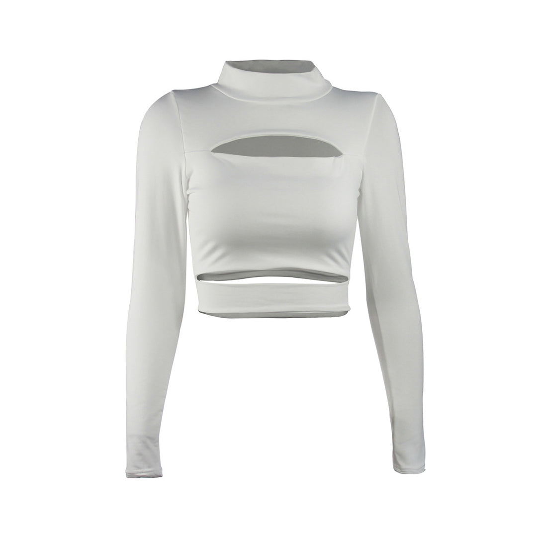 Dame Crop-Top med cut-outs og højtkort design Skovae
