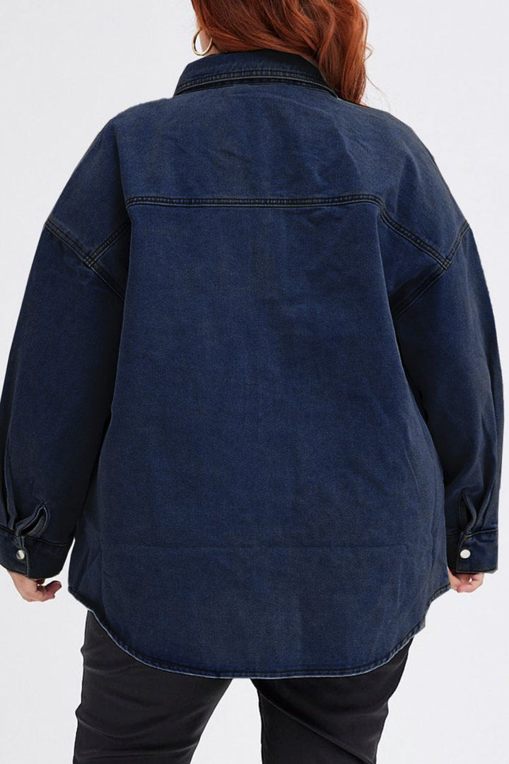 Stilla | Størrelse Snap Down Pocketed Denim Jakke