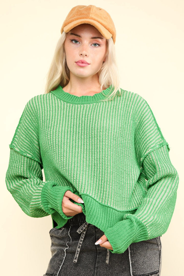 Stilla | Korte Stribet Sweater Med Synlige Sømme