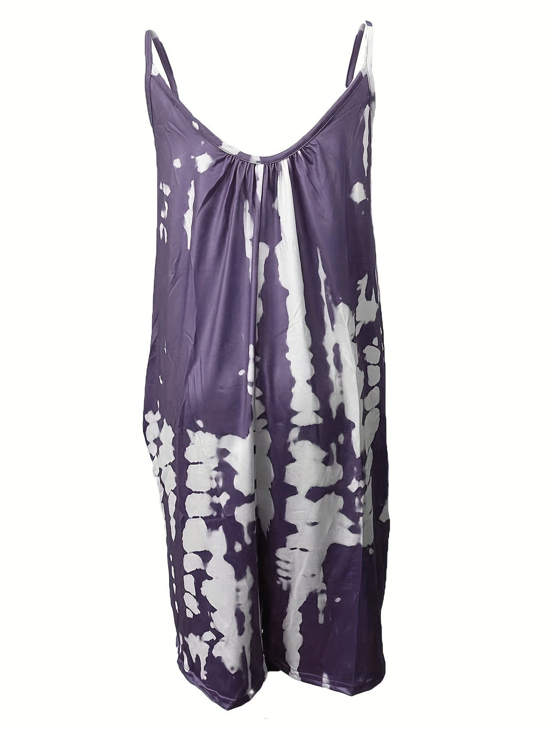 Stilla | Boho Blue Tie Dye Ærmeløs Romper Med Rund Hals