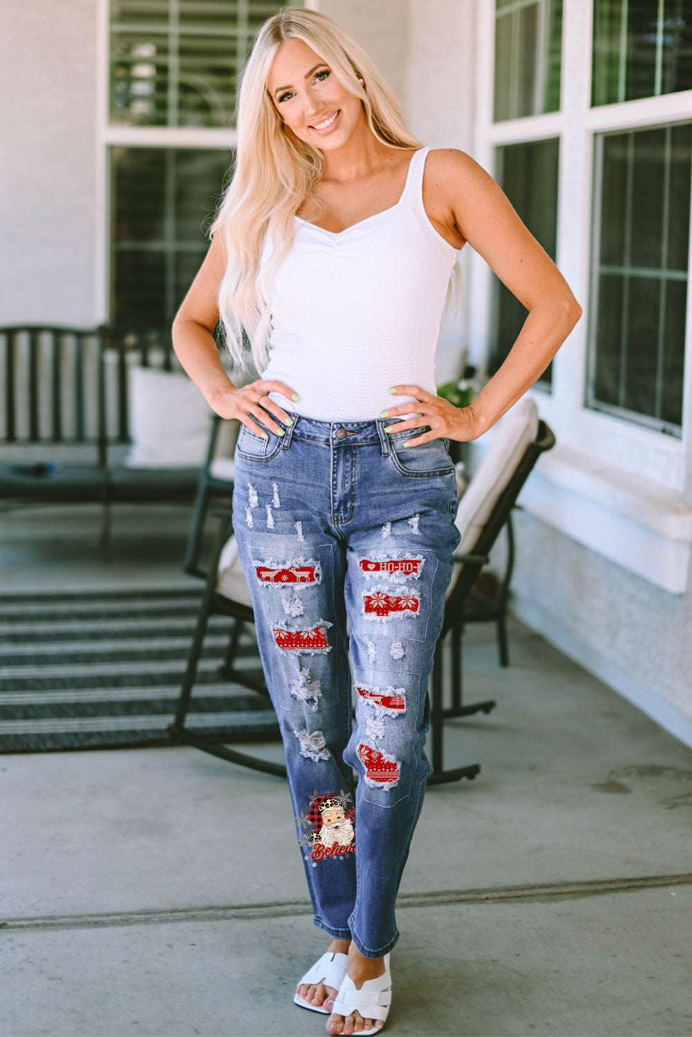 Stilla | Grafisk Slidt Lige Jeans