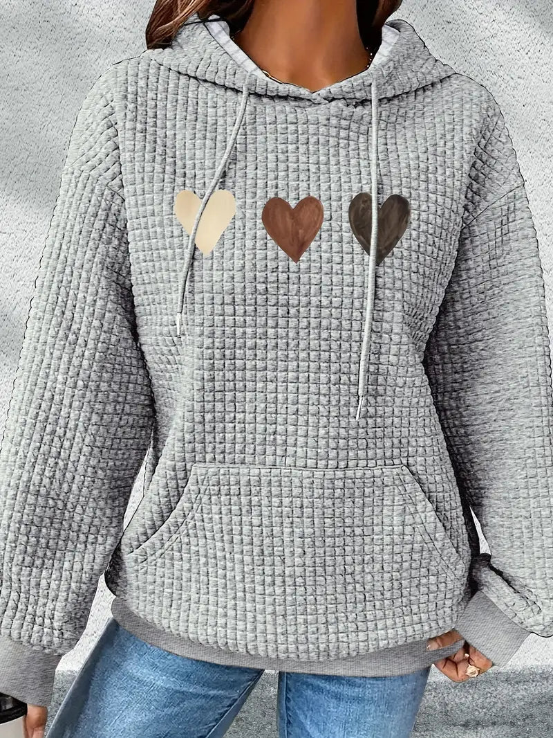 Stilla | Lässiges Sweatshirt Mit Kapuze und Herzmuster