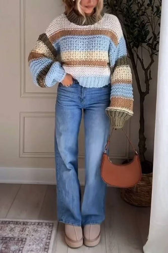 Stilla | Casual og Behagelig Stribet Rundhals Sweater