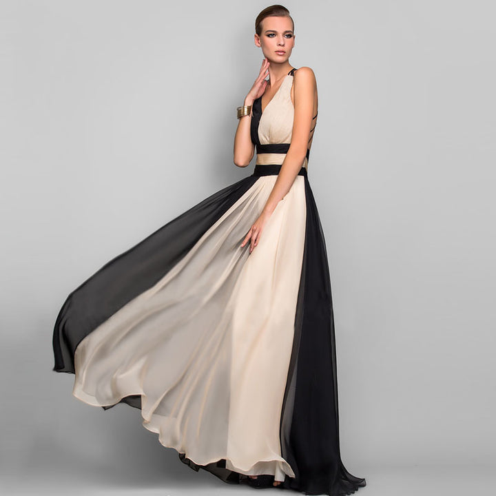 Dame Elegant aftenkjole med asymmetrisk snit og flydende chiffon Stilla