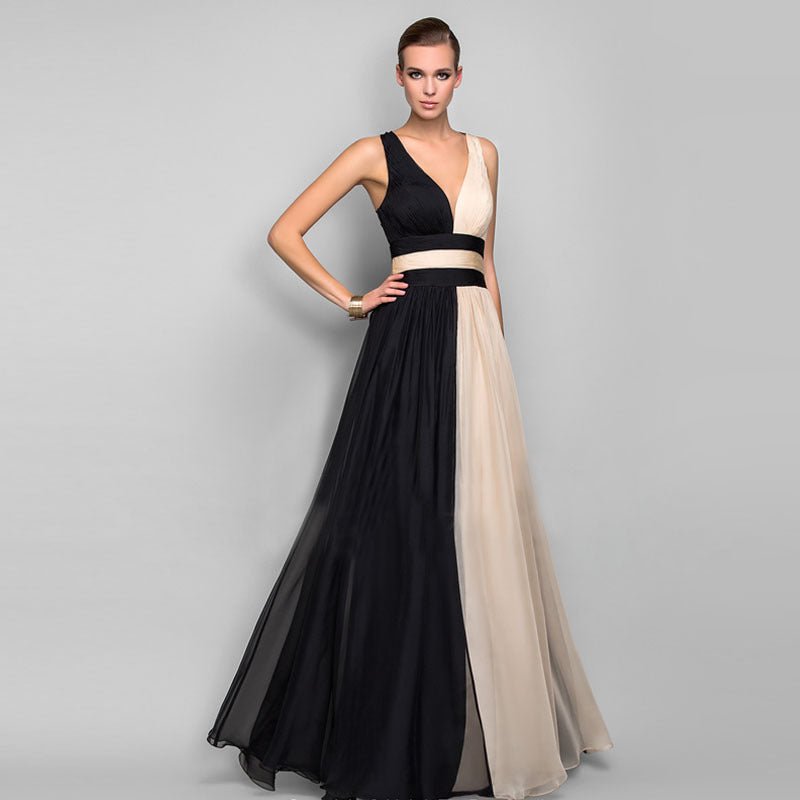 Dame Elegant aftenkjole med asymmetrisk snit og flydende chiffon Stilla